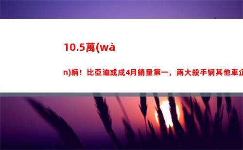 0.5萬(wàn)輛！比亞迪或成4月銷量第一，兩大殺手锏其他車企學(xué)不來(lái)(10.5萬(wàn)美元)"