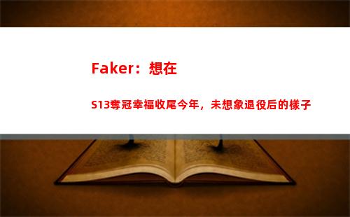 Faker：想在S13奪冠幸福收尾今年，未想象退役后的樣子