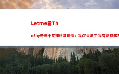 Letme看TheShy奇怪中文描述當場懵：我CPU燒了 我有點理解不了