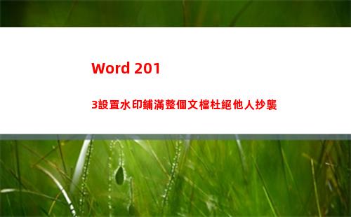 Word 2013設置水印鋪滿整個文檔杜絕他人抄襲
