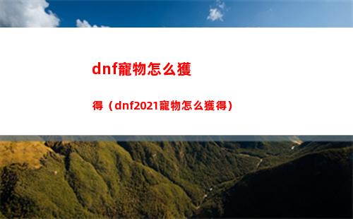dnf寵物怎么獲得（dnf2021寵物怎么獲得）