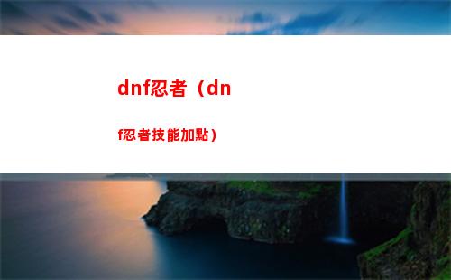 dnf忍者（dnf忍者技能加點）