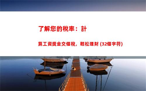 輕松算清個稅！利用這個計算器，省時又準確！