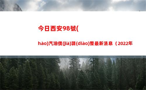 今日西安98號(hào)汽油價(jià)調(diào)整最新消息（2022年04月13日）