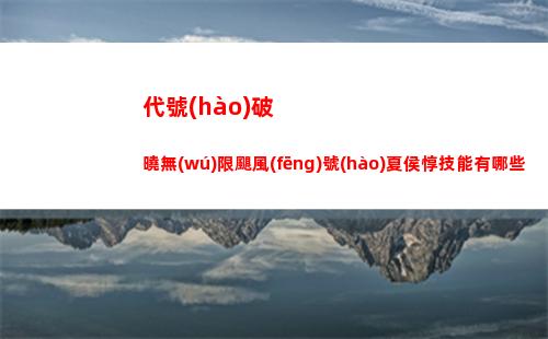 代號(hào)破曉無(wú)限颶風(fēng)號(hào)夏侯惇技能有哪些