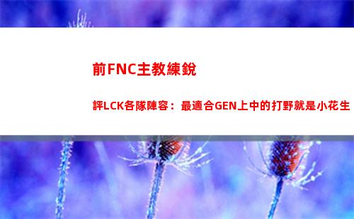 前FNC主教練銳評LCK各隊陣容：最適合GEN上中的打野就是小花生