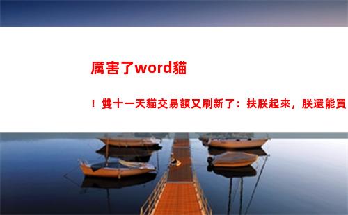 厲害了word貓！雙十一天貓交易額又刷新了：扶朕起來，朕還能買！(厲害了Word哥)