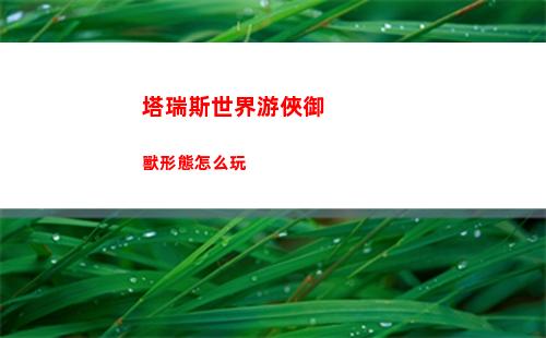 塔瑞斯世界游俠御獸形態怎么玩