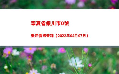 寧夏省銀川市0號柴油價格查詢（2022年04月07日）