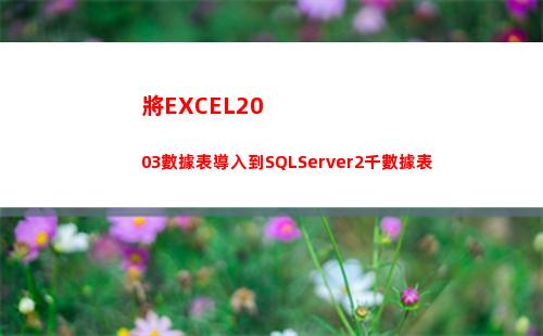 將EXCEL2003數據表導入到SQLServer2千數據表(將excel2010鎖定在屏幕最上層)