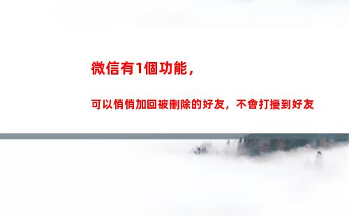 微信有1個功能，可以悄悄加回被刪除的好友，不會打擾到好友(微信定制功能)