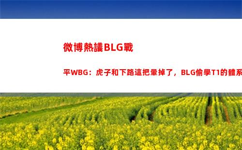 微博熱議BLG戰平WBG：虎子和下路這把暈掉了，BLG偷學T1的體系哇
