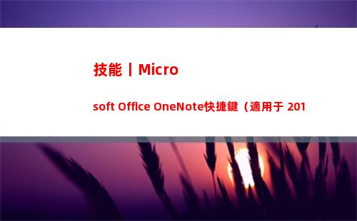 技能丨Microsoft Office OneNote快捷鍵（適用于 2013/2016）