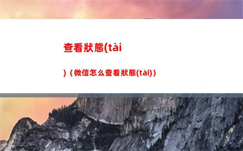 查看狀態(tài)（微信怎么查看狀態(tài)）