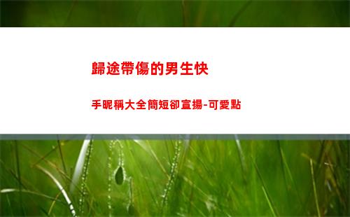 歸途帶傷的男生快手昵稱大全簡短卻宣揚-可愛點