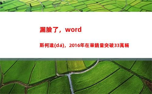 漏臉了，word斯柯達(dá)，2016年在華銷量突破33萬輛(王健林怎么不漏臉了)