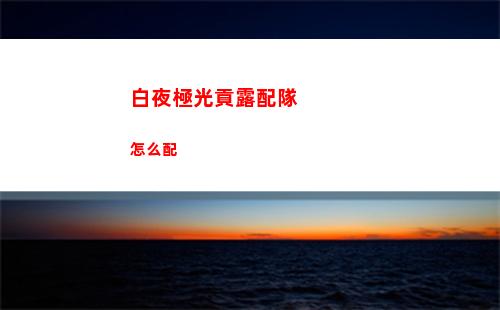 白夜極光貢露配隊怎么配