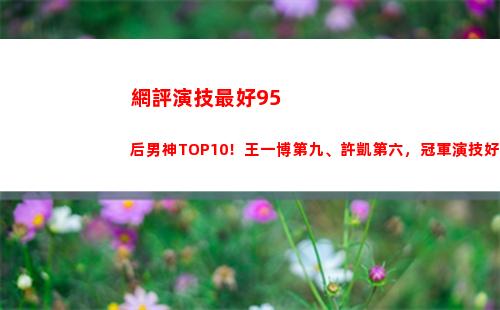 網評演技最好95后男神TOP10！王一博第九、許凱第六，冠軍演技好(網評最好的微波爐)