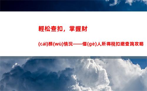 輕松查詢個(gè)稅，省錢從此開始！