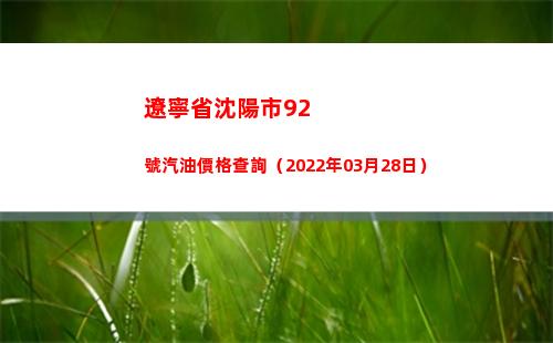 遼寧省沈陽市92號汽油價格查詢（2022年03月28日）