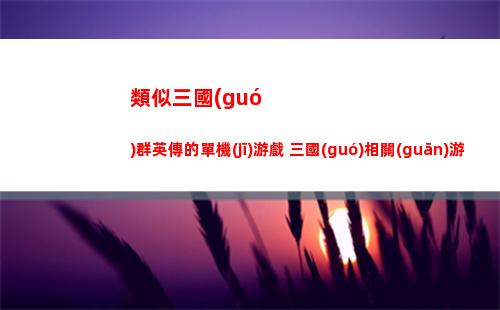 類似三國(guó)群英傳的單機(jī)游戲 三國(guó)相關(guān)游戲大全(類似三國(guó)群英傳的單機(jī)游戲)