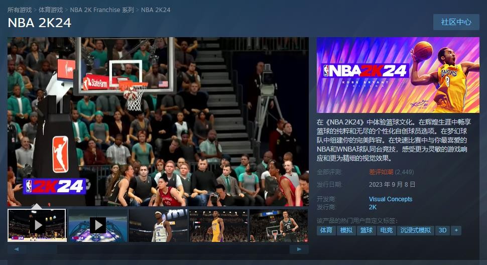 還有高手 《NBA 2K24》超越《三國殺》成為Steam差評榜第二