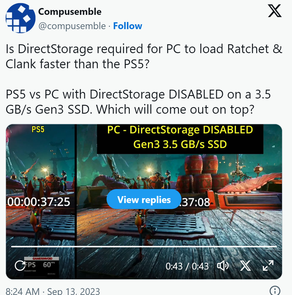實測發(fā)現(xiàn)《瑞奇與叮當：分離》PC加載比PS5更快