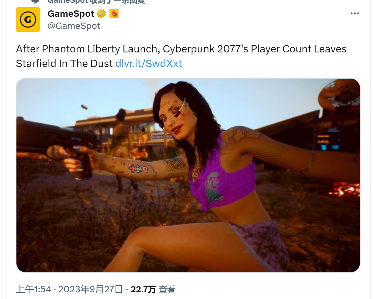 《賽博朋克2077》Steam在線超24萬 《星空》被吐槽