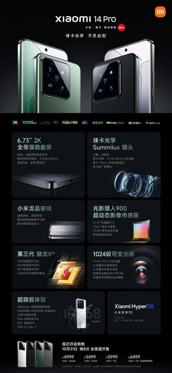 999元起！小米14正式發布